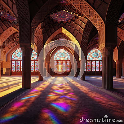 iran Nasir al-Mulk Mosque pink interior Stock Photo