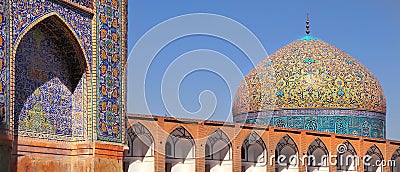 Iran. Persia. Isfahan. Dome of Sheikh Lotfollah Mosque at Naqsh-e Jahan square in Isfahan. 17th century. Banner format. Stock Photo