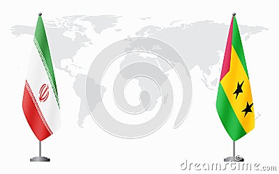 Iran and Sao Tome and Principe flags for official meeti Vector Illustration