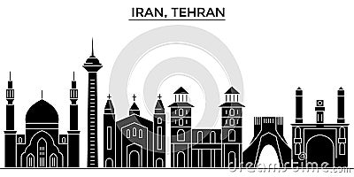Iran, Tehran architecture vector city skyline, travel cityscape with landmarks, buildings, isolated sights on background Vector Illustration