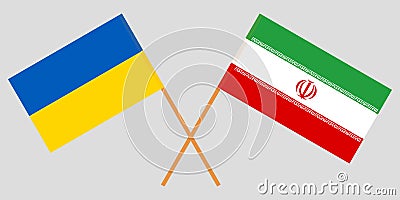 Iran and Ukraine. The Iranian and Ukrainian flags. Official colors. Correct proportion. Vector Vector Illustration