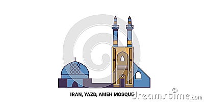 Iran, Yazd, Ameh Mosque travel landmark vector illustration Vector Illustration