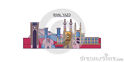 Iran, Yazd tourism landmarks, vector city travel illustration Vector Illustration