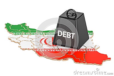 Iranian national debt or budget deficit, financial crisis concept, 3D rendering Stock Photo