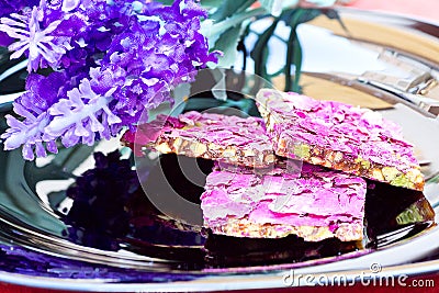 Iranian sweets with flowers. Stock Photo