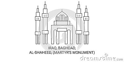 Iraq, Baghdad, Alshaheed, Martyr's Monument, travel landmark vector illustration Vector Illustration