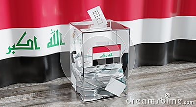 Iraq - ballot box - voting, election concept Cartoon Illustration