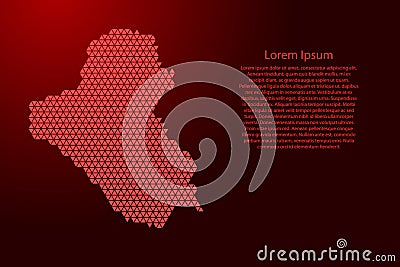 Iraq map abstract schematic from red triangles repeating pattern geometric background with nodes for banner, poster, greeting card Cartoon Illustration