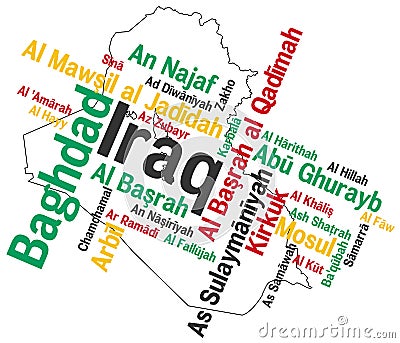 Iraq map and cities Vector Illustration