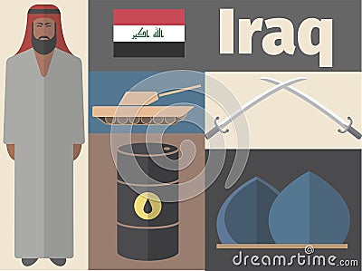 Iraq poster. Flat icon. Vector template Vector Illustration