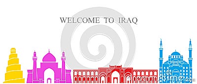 Iraq set. Isolated Iraq architecture on white background Vector Illustration