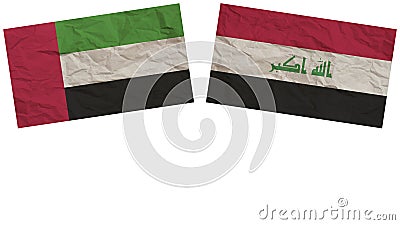 Iraq and United Arab Emirates Flags Together Paper Texture Illustration Stock Photo