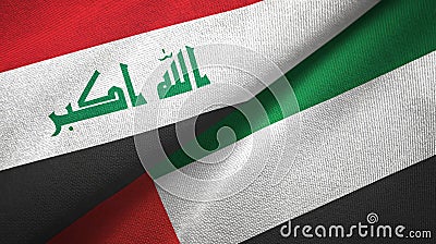 Iraq and United Arab Emirates two flags textile cloth, fabric texture Stock Photo