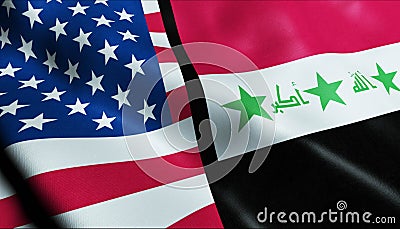 Iraq and USA Merged Flag Together A Concept of Realations Stock Photo