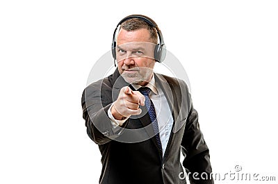 Irate businessman pointing a finger of blame Stock Photo