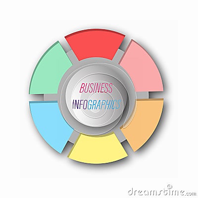 Ircular graph with 6 steps, sections or stages. Pie chart for the user interface. Round infographic template for web and graphic Vector Illustration