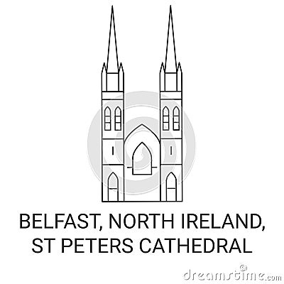 Ireland, Belfast, St Peters Cathedral travel landmark vector illustration Vector Illustration