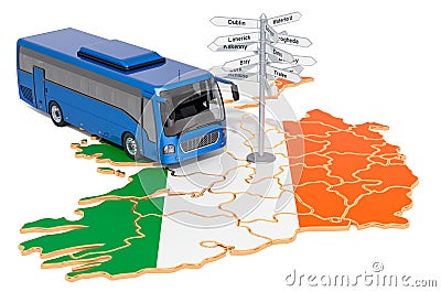 Ireland Bus Tours concept. 3D rendering Stock Photo