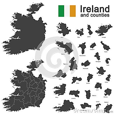 Ireland and counties Vector Illustration