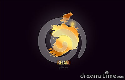 Ireland country border map in gold golden metal color design Vector Illustration