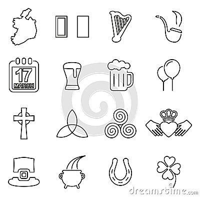 Ireland Country & Culture Icons Thin Line Vector Illustration Set Vector Illustration
