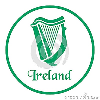 Ireland emblem with celtic harp Vector Illustration