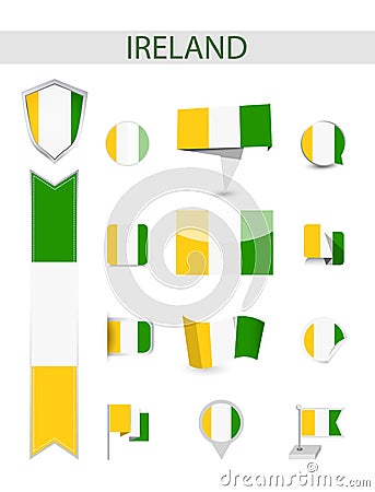 Ireland Flag Collection Vector Illustration