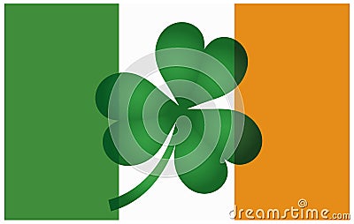 Ireland Flag with Shamrock Illustration Vector Illustration