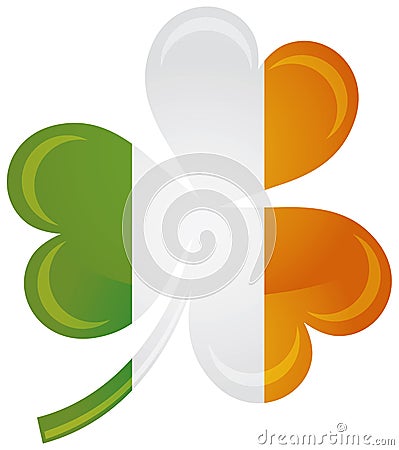 Ireland Flag with Shamrock Silhouette Illustration Vector Illustration