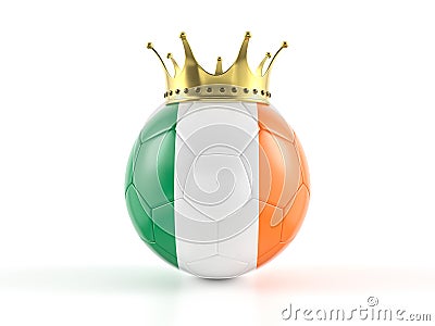 Ireland flag soccer ball with crown Cartoon Illustration
