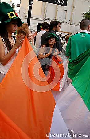 Ireland flag in St. Patrick Day Editorial Stock Photo