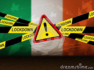 Ireland lockdown preventing ncov epidemic or outbreak - 3d Illustration Stock Photo
