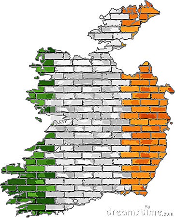 Ireland map on a brick wall Vector Illustration