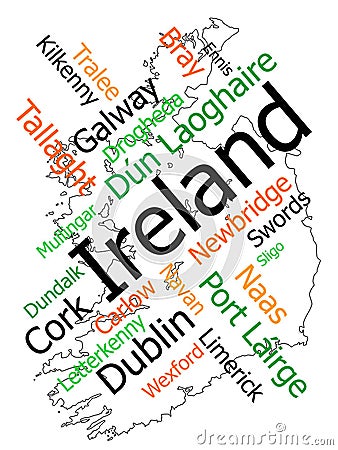 Ireland map and cities Vector Illustration