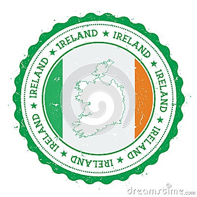 Ireland map and flag in vintage rubber stamp of. Vector Illustration
