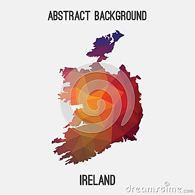 Ireland map in geometric polygonal,mosaic style. Cartoon Illustration