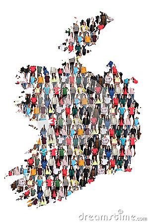 Ireland map multicultural group of people integration immigration diversity Stock Photo