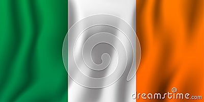 Ireland realistic waving flag vector illustration. National country background symbol. Independence day Vector Illustration
