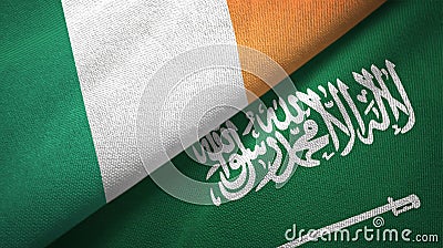 Ireland and Saudi Arabia flags textile cloth Stock Photo