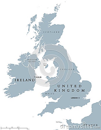 Ireland and United Kingdom political map Vector Illustration