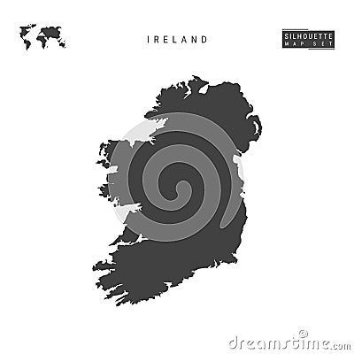 Ireland Vector Map Isolated on White Background. High-Detailed Black Silhouette Map of Ireland Vector Illustration