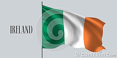 Ireland waving flag on flagpole vector illustration Vector Illustration