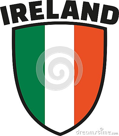 Ireland word with irish flag emblem Vector Illustration