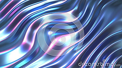 Iridescent chrome wavy gradient fabric abstract background, ultraviolet holographic foil texture, liquid surface, ripples, Cartoon Illustration