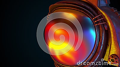 Iridescent cosmonaut head, computer generated. Space background, 3D rendering Stock Photo