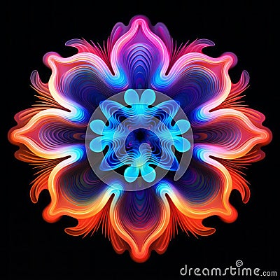 Colorful Flower Abstract Illustration On Black Background Cartoon Illustration