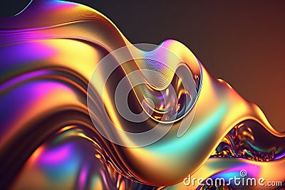 Iridescent holographic colorful undulatory liquid fluid abstract background. Ai generative. Ai generative Stock Photo