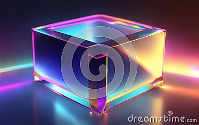 Iridescent holographic neon emitter glass, Generative AI Illustration Stock Photo