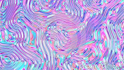 Iridescent reflective distorted background with ripples. Futuristic modern design. 3D rendering. Stock Photo