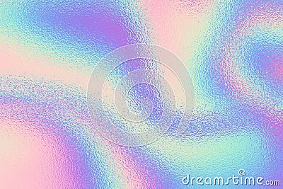 Iridescent texture. Holographic background. Hologram gradient neon color. Foil effect. Rainbow graphic. Chrome cosmic design for p Stock Photo